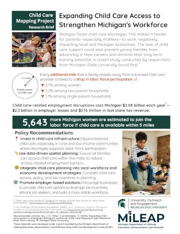 Expanding Child Care Access to Strengthen Michigan's Workforce Report Thumbnail